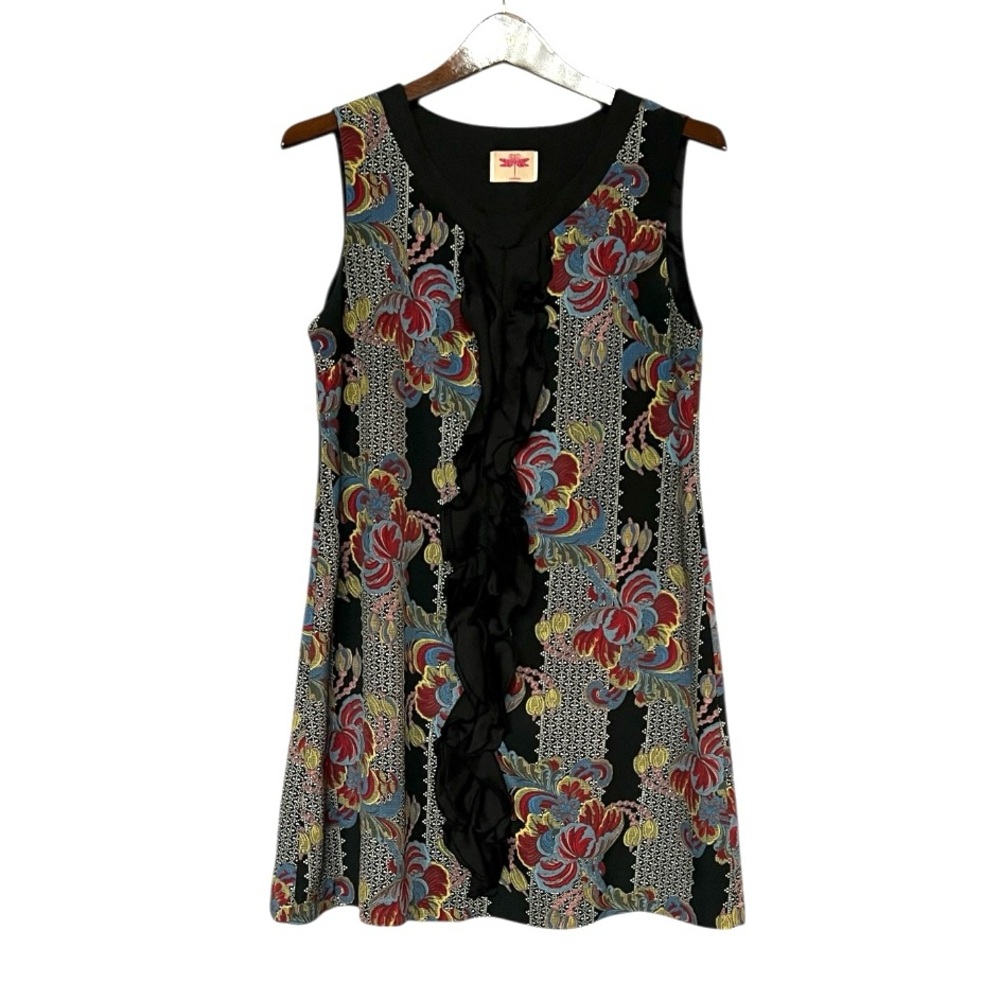 Orion London 90’s Y2K Swing Mini Dress Floral Ruffle Black Blue Gold Red M/L